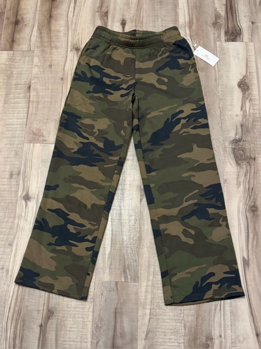 Women’s Lazy Sunday Wide Leg Camouflage Sweatpants - Picture 2 of 5